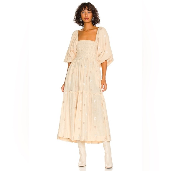 Free People Dresses & Skirts - FREE PEOPLE Dahlia Embroidered Cotton Maxi Dress size Medium